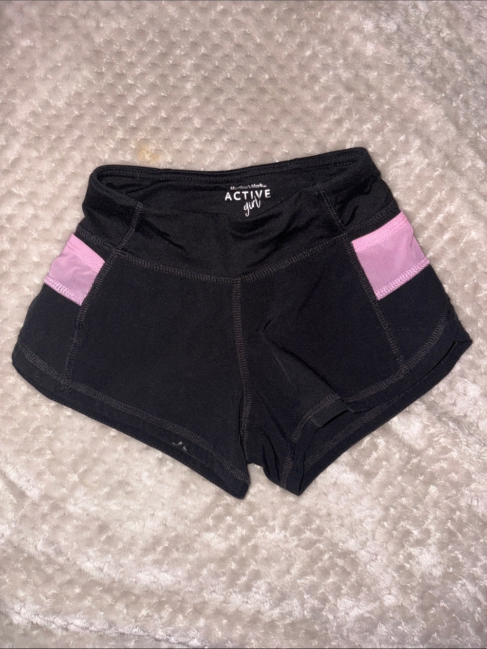 Black Women's Athletic Shorts with Pink Side Panels